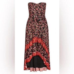 Starling reine Strapless Floral High Low Dress -  Size L NWT